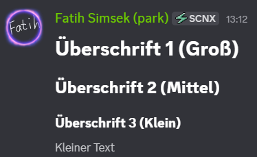 Ein Screenshot mit Beispielen für Überschriften